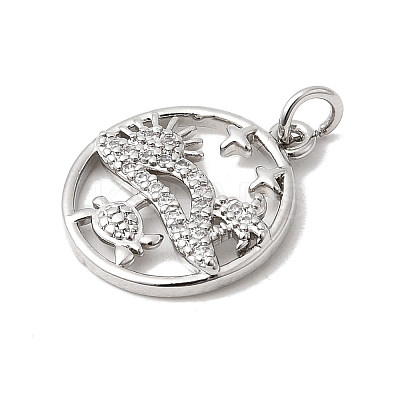 Brass Micro Pave Cubic Zirconia Pendants KK-P343-01C-P-1