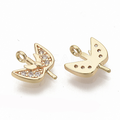Brass Micro Pave Clear Cubic Zirconia Charms ZIRC-T011-27G-NF-1