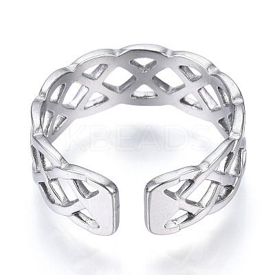Non-Tarnish 304 Stainless Steel Wire Wrap Open Cuff Ring LS-RJEW-N040-35-1