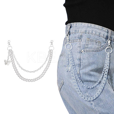 Acrylic Butterfly Layered Chain Belts for Jeans Pants HJEW-TAC0112-1
