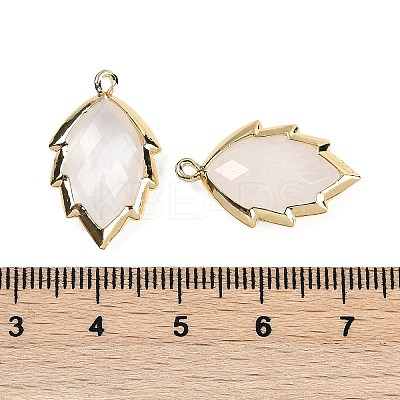 Natural Quartz Crystal Faceted Leaf Pendants G-I375-04G-10-1