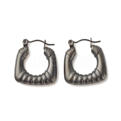 Ion Plating(IP) 304 Stainless Steel Chunky Rectangle Hoop Earrings for Women EJEW-K242-03B-1
