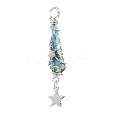 3Pcs 3 Styles Electroplated Natural Quartz Crystal Nuggets Copper Wire Wrapped Pendants PALLOY-JF03128-05-1