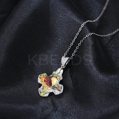 925 Sterling Silver Glass Pendant Necklaces NJEW-C048-01D-1