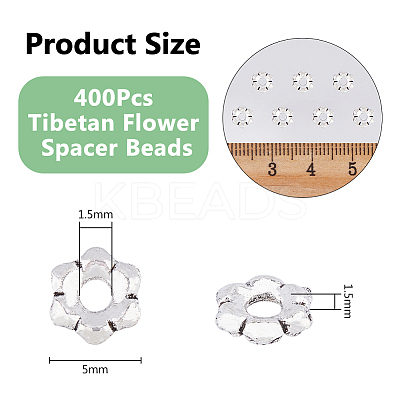 400Pcs Tibetan Style Alloy Flower Spacer Beads FIND-DC0005-30-1