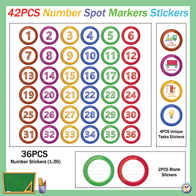 42Pcs Number Theme Self-Adhesive Paper Decorative Stickers DIY-WH0646-010-1