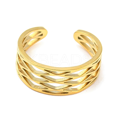 Real 18K Gold Plated Stainless Steel Cuff Earrings EJEW-D072-01A-G-1