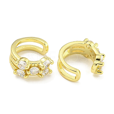 Brass Micro Pave Cubic Zirconia Cuff Earrings EJEW-C104-042G-1