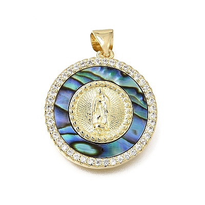 Brass Micro Pave Clear Cubic Zirconia Pendants CU-CBAF50C-01A-G-1