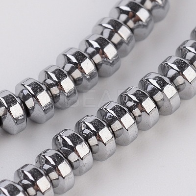 Rondelle Electroplate Non-magnetic Synthetic Hematite Beads Strands G-L436-01B-1