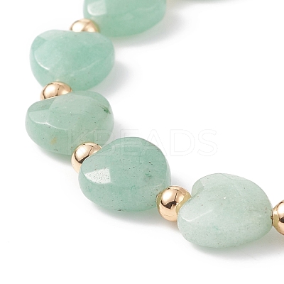 Natural Green Aventurine Heart Beaded Bracelet BJEW-JB08697-03-1