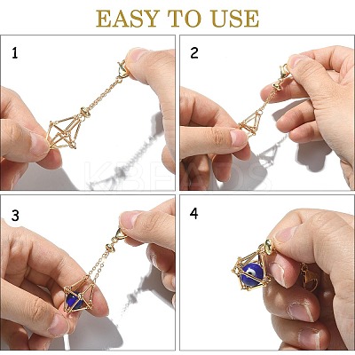 5Pcs Brass Braided Chain Pouch Empty Stone Holder Pendant Decorations HJEW-CJ0001-11G-1