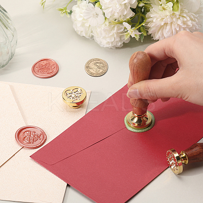 3Pcs 3 Styles Golden Plated Wax Seal Brass Stamp Head AJEW-CP0007-52A-1