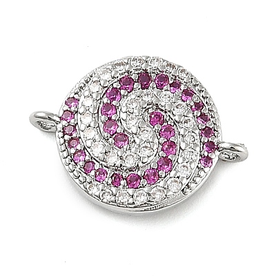 Rack Plating Brass Micro Pave Orchid & Clear Cubic Zirconia Vortex Connector Charms KK-A234-057P-1