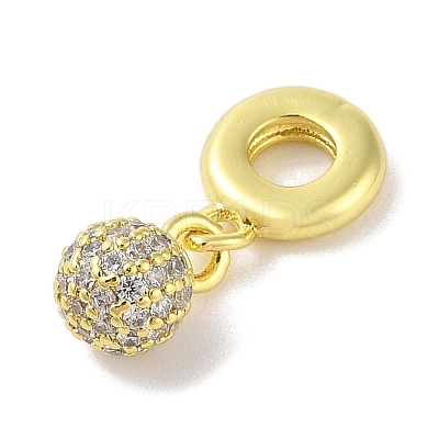 Rack Plating Brass Micro Pave Clear Cubic Zirconia European Dangle Charms KK-S380-25G-1