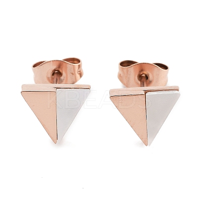 Triangle 304 Stainless Steel & Natural Shell Stud Earrings for Women EJEW-C096-23RG-1