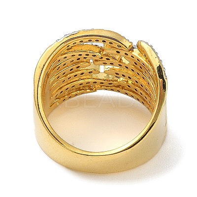 Rack Plating Brass Micro Pave Cubic Zirconia Adjustable Finger Rings for Women RJEW-C114-16A-G-1