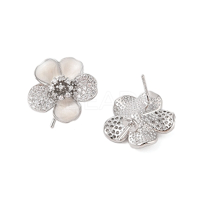 Brass Micro Pave Cubic Zirconia Stud Earrings Findings EJEW-B063-02P-1