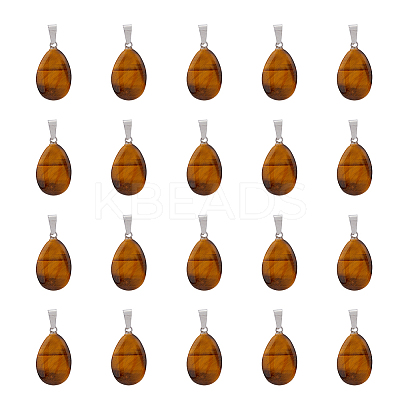 Teardrop Natural Tiger Eye Pendants G-HY0001-12-1
