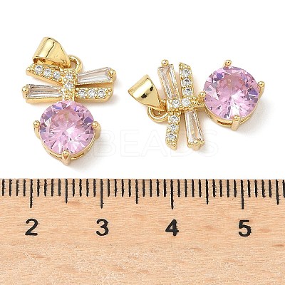 Brass Micro Pave Cubic Zirconia Pendants KK-Q068-29G-1