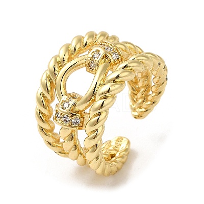 Rack Plating Real 18K Gold Plated Brass Hollow Open Cuff Rings RJEW-B048-07G-1