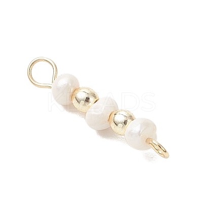Natural Cultured Freshwater Pearl Potato with Round Electroplate Synthetic Non-magnetic Hematite Beaded Connector Charms PALLOY-JF04854-02-1