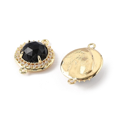 Natural Obsidian Faceted Connector Charms G-H323-03G-08-1