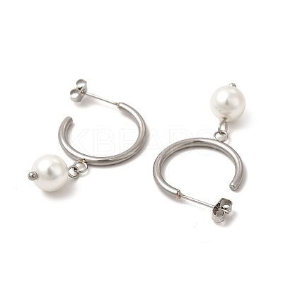 Glass Pearl Beaded Dangle Stud Earrings EJEW-P219-12P-1