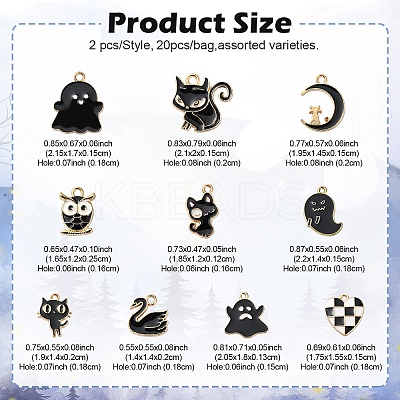 20Pcs 10 Styles Alloy Enamel Pendants ENAM-YW0004-20-1