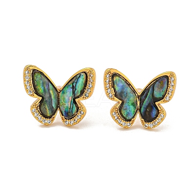 Rack Plating Butterfly Brass Stud Earrings EJEW-N055-55G-1