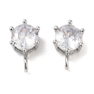 Brass Micro Pave Clear Cubic Zirconia Pendants KK-B102-11P-1