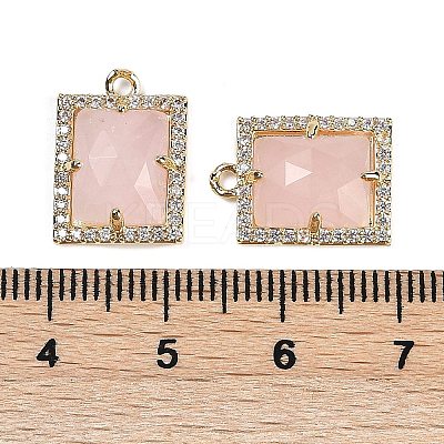 Natural Rose Quartz Faceted Rectangle Pendants G-I375-05G-09-1