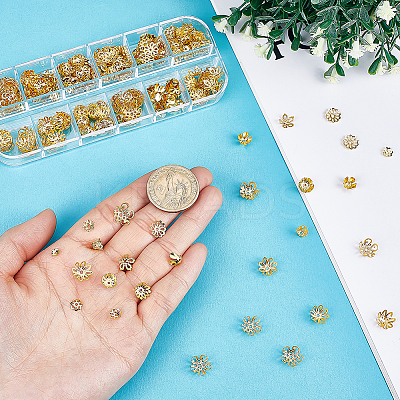 360Pcs 12 Styles Iron Bead Caps IFIN-ME0001-02-1