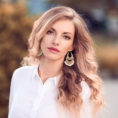 1 Pair Alloy Filligree Teardrop Chandelier Earrings for Women EJEW-AN0001-50-1