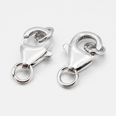 Anti-Tarnish Rhodium Plated 925 Sterling Silver Lobster Claw Clasps STER-O015-D-04-1