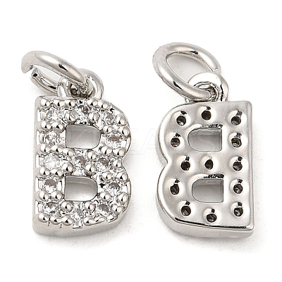 Brass Micro Pave Grade AAA Cubic Zirconia Charms ZIRC-P067-11P-B-NR-1