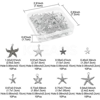 80Pcs 8 Style Tibetan Style Alloy Pendants TIBEP-YW0001-46-1