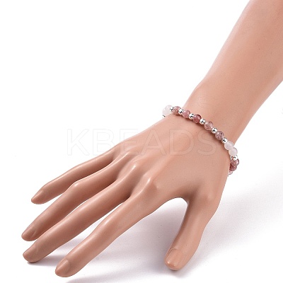 4Pcs 4 Style Natural & Synthetic Mixed Gemstone Round Beaded Stretch Bracelets Set for Women BJEW-JB09113-1