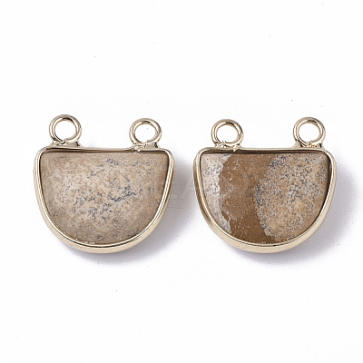 Natural Picture Jasper Semi Circle Pendants G-S359-011E-1