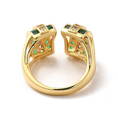 Cubic Zirconia Arch Open Cuff Ring RJEW-C041-02G-04-1