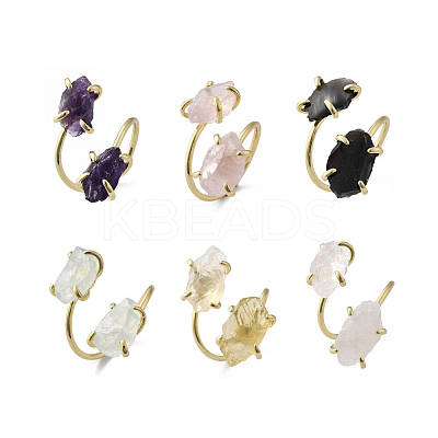 Natural Mixed Stone Cuff Rings RJEW-B122-02G-1