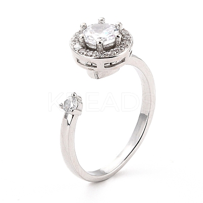 Flat Round Rotatable Open Ring for Women RJEW-M139-04P-1