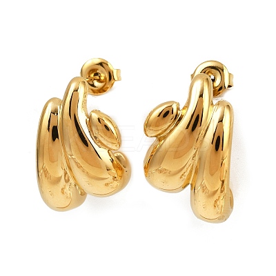 304 Stainless Steel Nuggets Stud Earrings EJEW-K268-28G-1