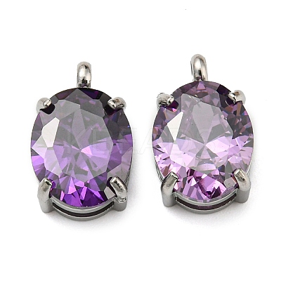 304 Stainless Steel Charms Micro Pave Cubic Zirconia STAS-L022-160P-1