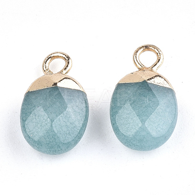 Electroplate Natural Jade Charms G-S344-09A-1