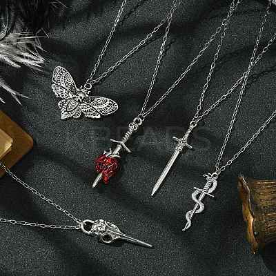5Pcs 5 Styles Gothic 304 Stainless Steel Cable Chain Necklaces NJEW-JN04983-1