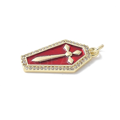 Brass Micro Pave Cubic Zirconia Pendants KK-F892-04G-01B-1