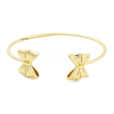 Brass Bowknot Cuff Bangles for Women LS-BJEW-Z072-03G-01-1