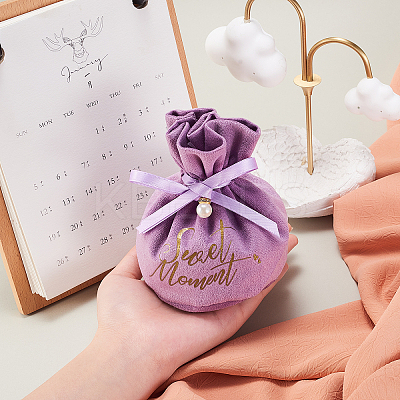 Velvet Jewelry Drawstring Gift Bags ABAG-CJC0003-03C-1