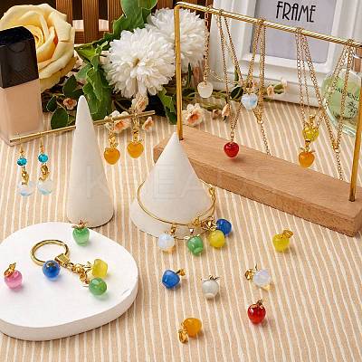 10Pcs Apple Gemstone Charm Pendant Crystal Quartz Healing Natural Stone Pendants Opal Buckle for Jewelry Necklace Earring Making Crafts JX526H-1